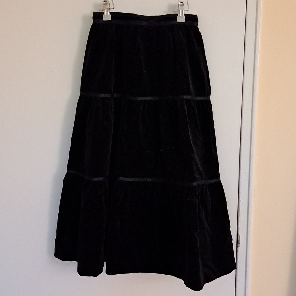 Vintage tiered velvet skirt